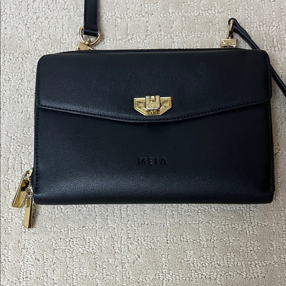 MEIA Black Crossbody Bag with Gold Accents - Picture 3 of 6